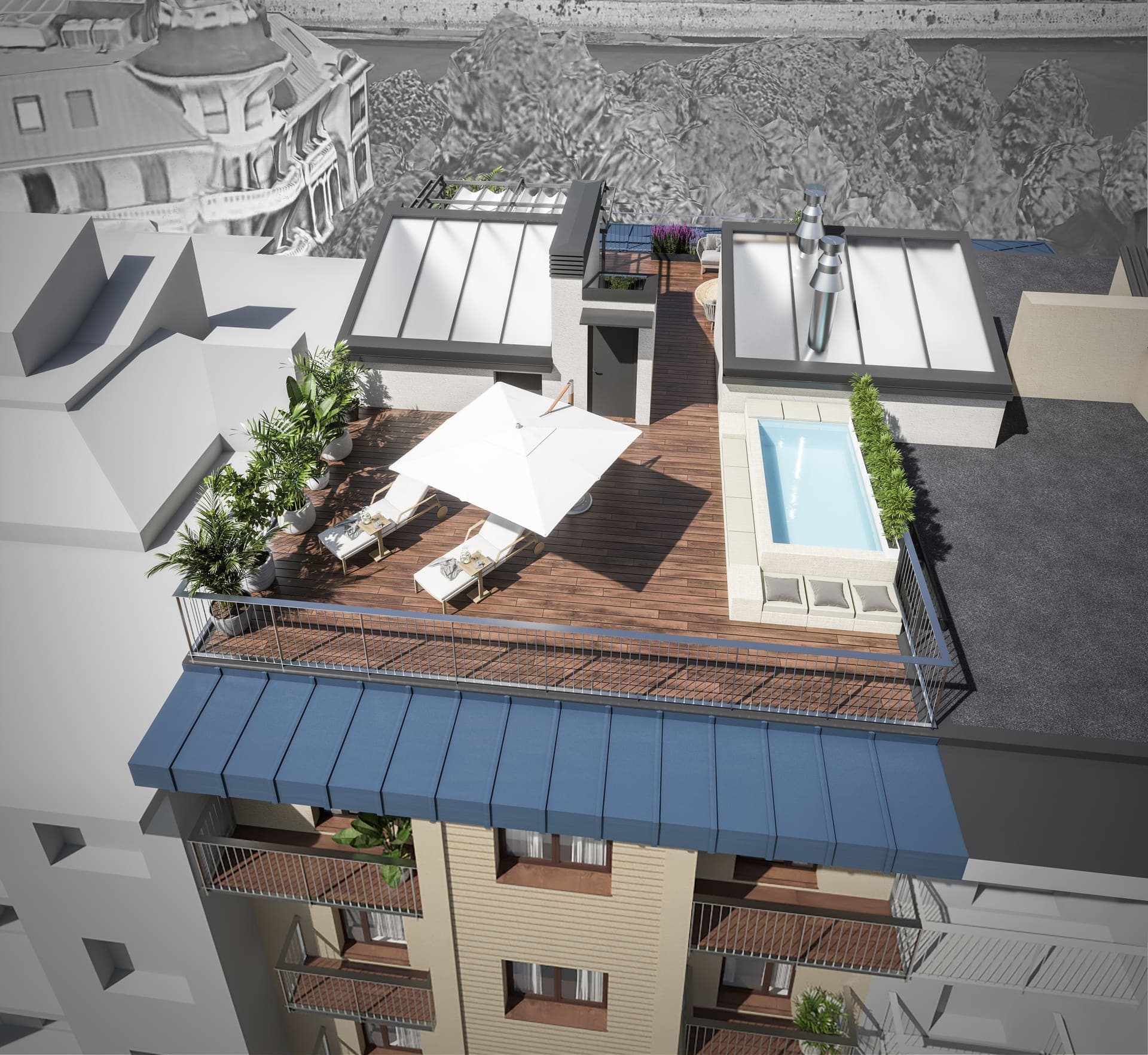 Imagen /content/edificio-plaza-donostia/Centenario_Solarium_Elevada_trasera_Final.jpg del proyecto Edificio Plaza