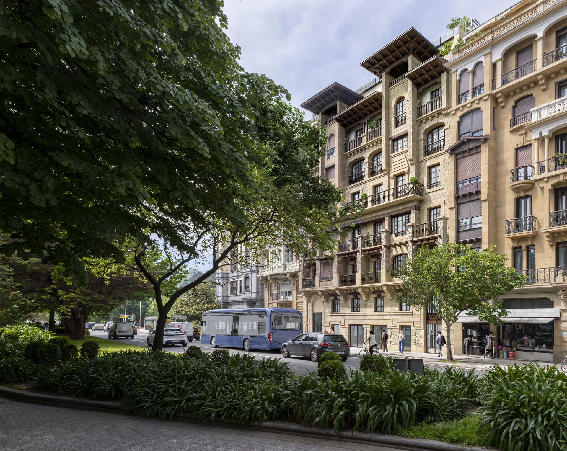 Imagen /content/edificio-plaza-donostia/Centenario_fotomontaje_calle_Final.jpg del proyecto Edificio Plaza